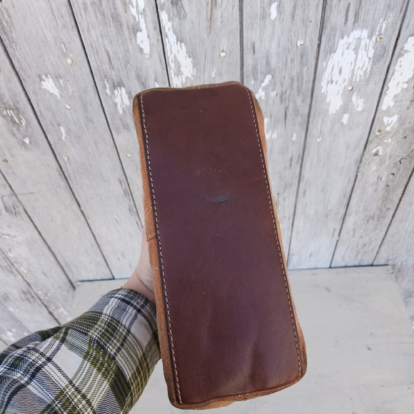 Vtg 395 Fossil Hobo Handbag Bag Suede and Braided Leather Tassle Y2K - Picture 11 of 16